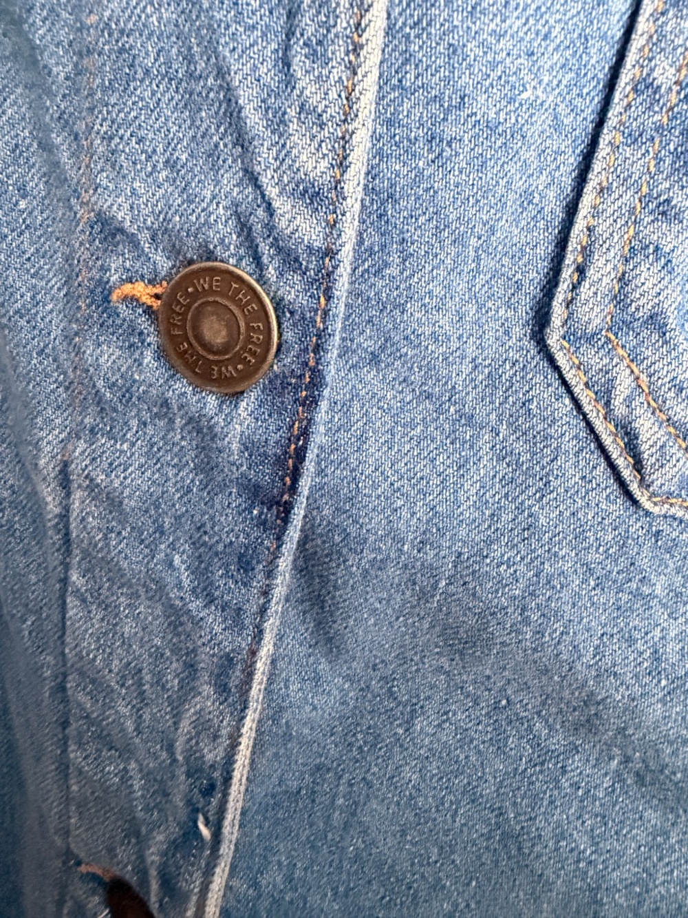 Free People We The Free Oversized Denim Shacket Jacket Small Blue Utility - Picture 5 of 5